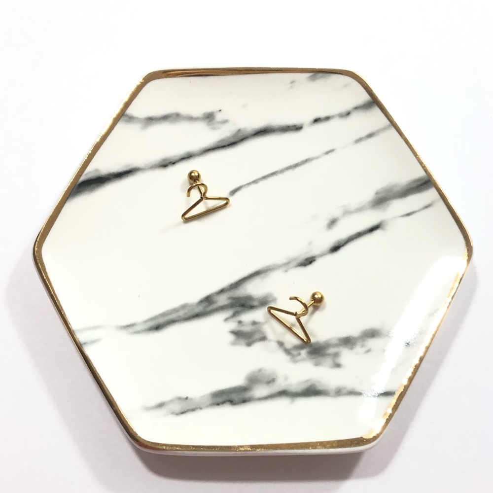 *Gold Clothes Hanger Reseller Earrings Studs - Picture 4 of 5
